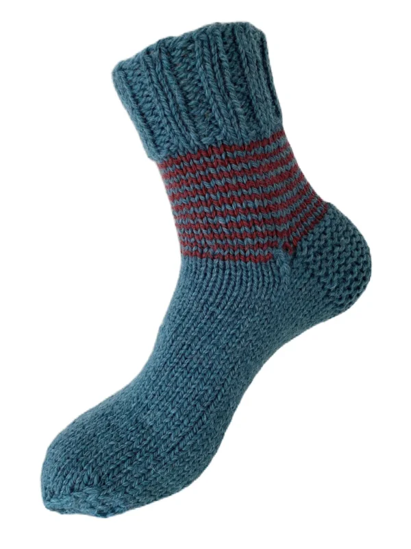 Hand Knit Women Wool Socks Sea