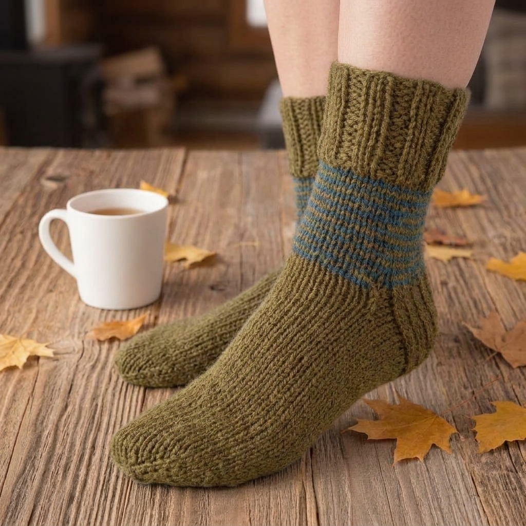 Hand Knit Women Wool Socks Bracken