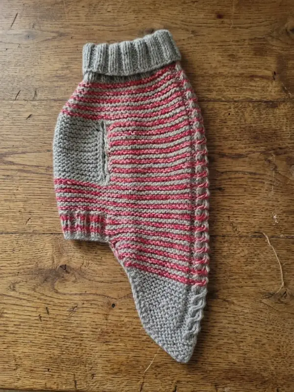 Hand-Knitted Striped Dog Jumper