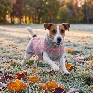 Hand-Knitted Striped Dog Jumper