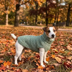 Sage Green Hand-Knitted Dog Jumper