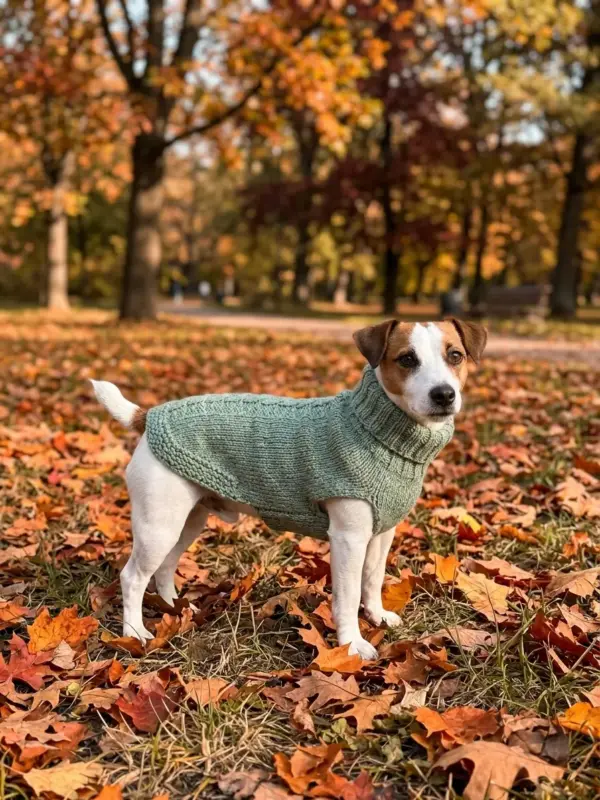 Sage Green Hand-Knitted Dog Jumper