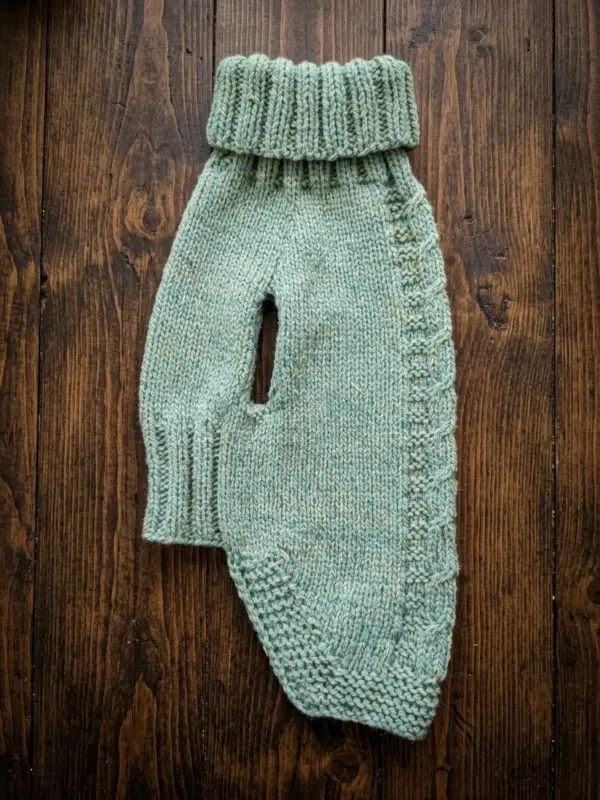 Sage Green Hand-Knitted Dog Jumper